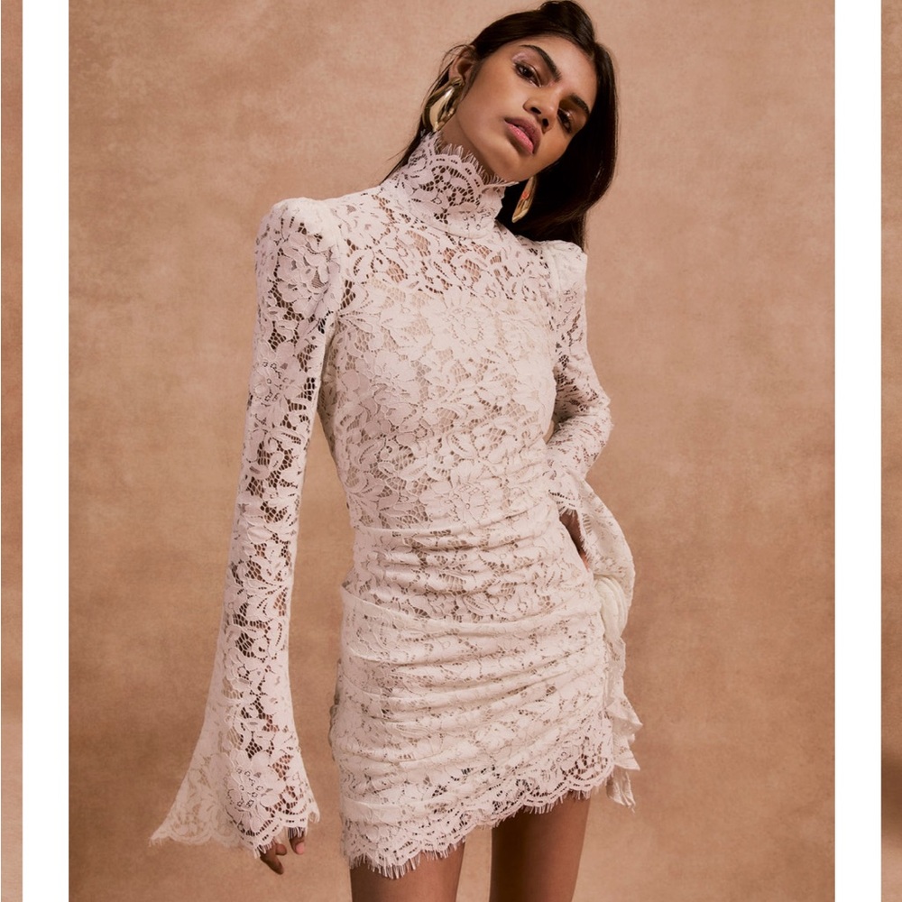 Elegant Lace High-Neck Dress